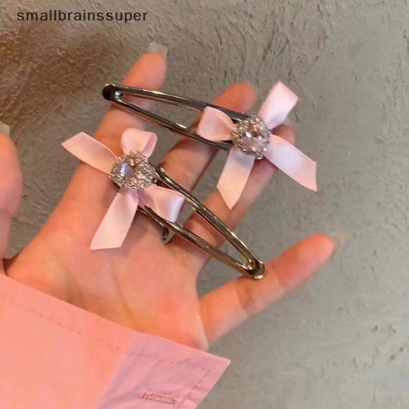 Kẹp Tóc Kim Loại Hình Nơ Đính Pha Lê Xanh Dương / Hồng Phong Cách Gothic Dễ Thương Thời Trang Cho Nữ Y2K SBS