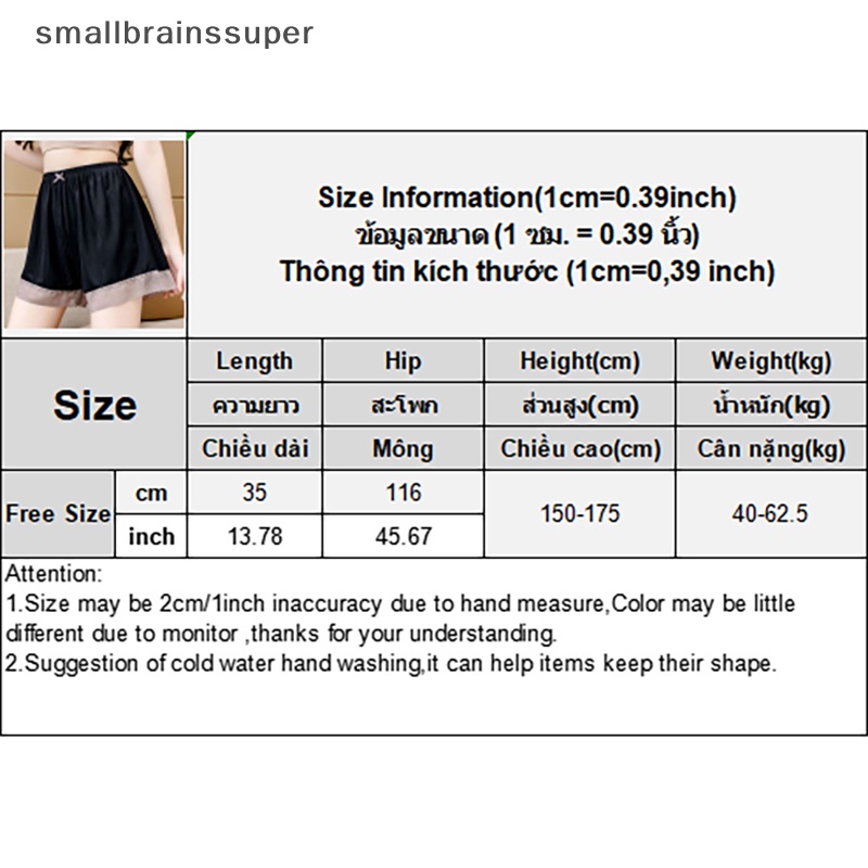 Smallbrainssuper Quần Short An Toàn Mặc Dưới Váy Bằng Lụa Lạnh Phối Ren Màu Tương Phản Chống Lộ Hàng Mới Dành Cho Bạn Nữ SBS