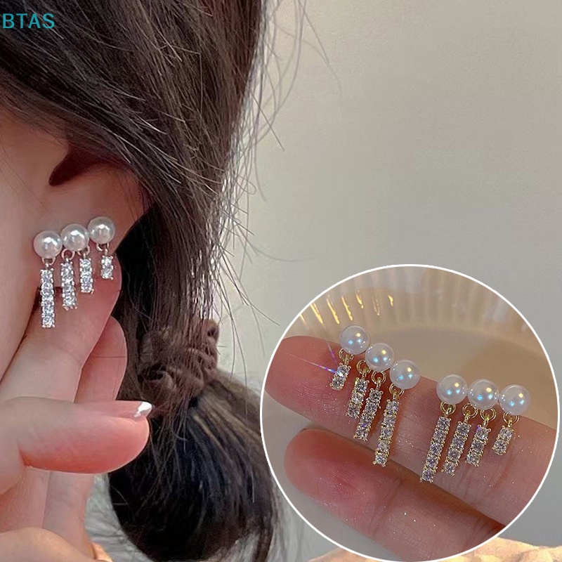 Bông Tai Tua Rua Dài Đính Ngọc Trai Thời Trang Cho Nữ