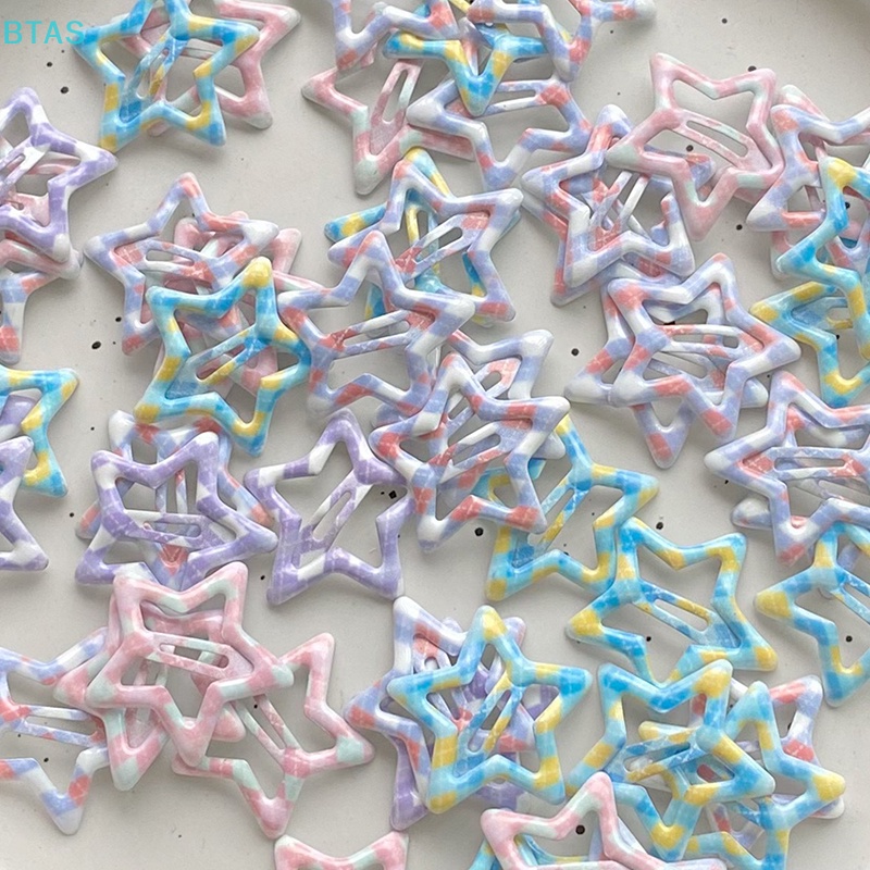 Bộ 2 Kẹp Tóc Hình Ngôi Sao Năm Cánh Màu Kẹo Ngọt Phong Cách Harajuku Dễ Thương Cho Nữ