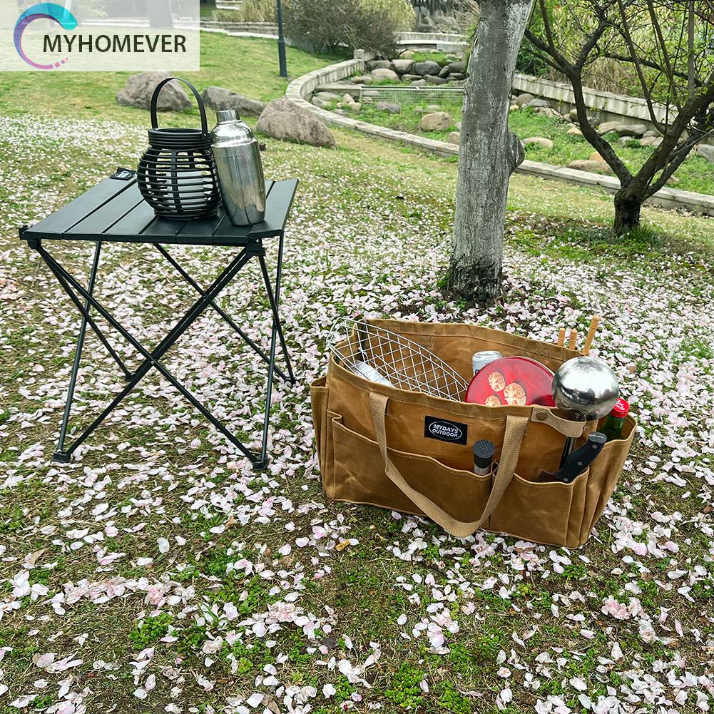 Hộp Đựng Đồ Cắm Trại Nhiều Ngăn Bằng Vải Canvas Chống Nước Có Thể Gấp Gọn