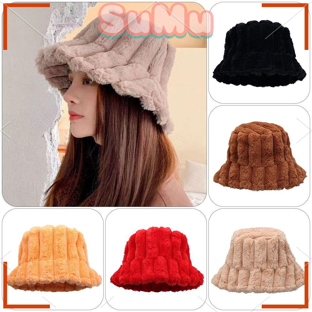 SUMU Mũ Bucket Chất Liệu Mềm Mại Giữ Ấm Thời Trang Trẻ Trung