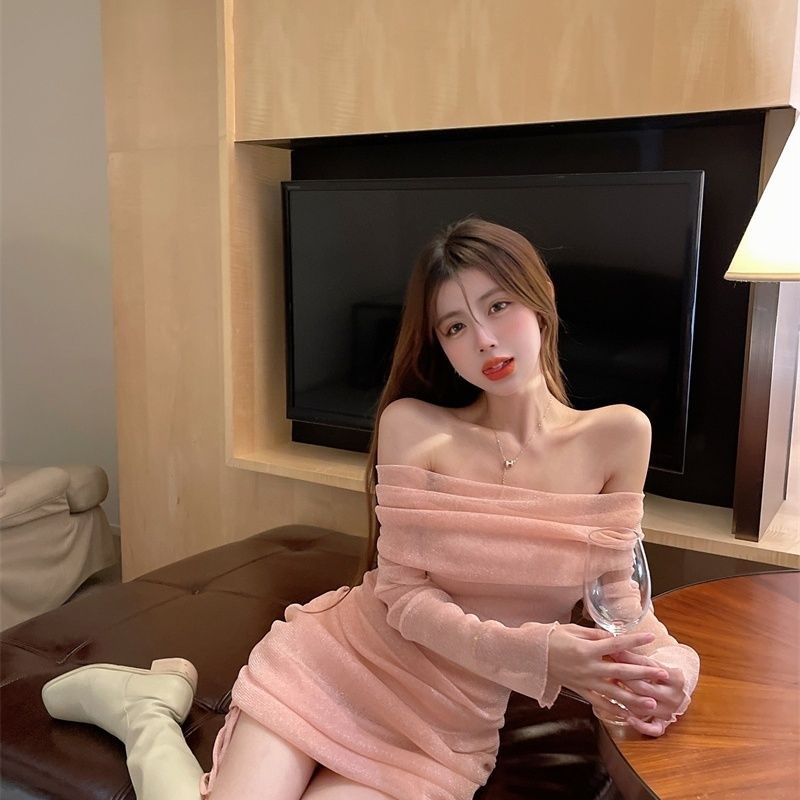 Đầm Ôm Hông Tay Dài Một Vai Co Giãn Phong Cách Spicy Ngọt Ngào
