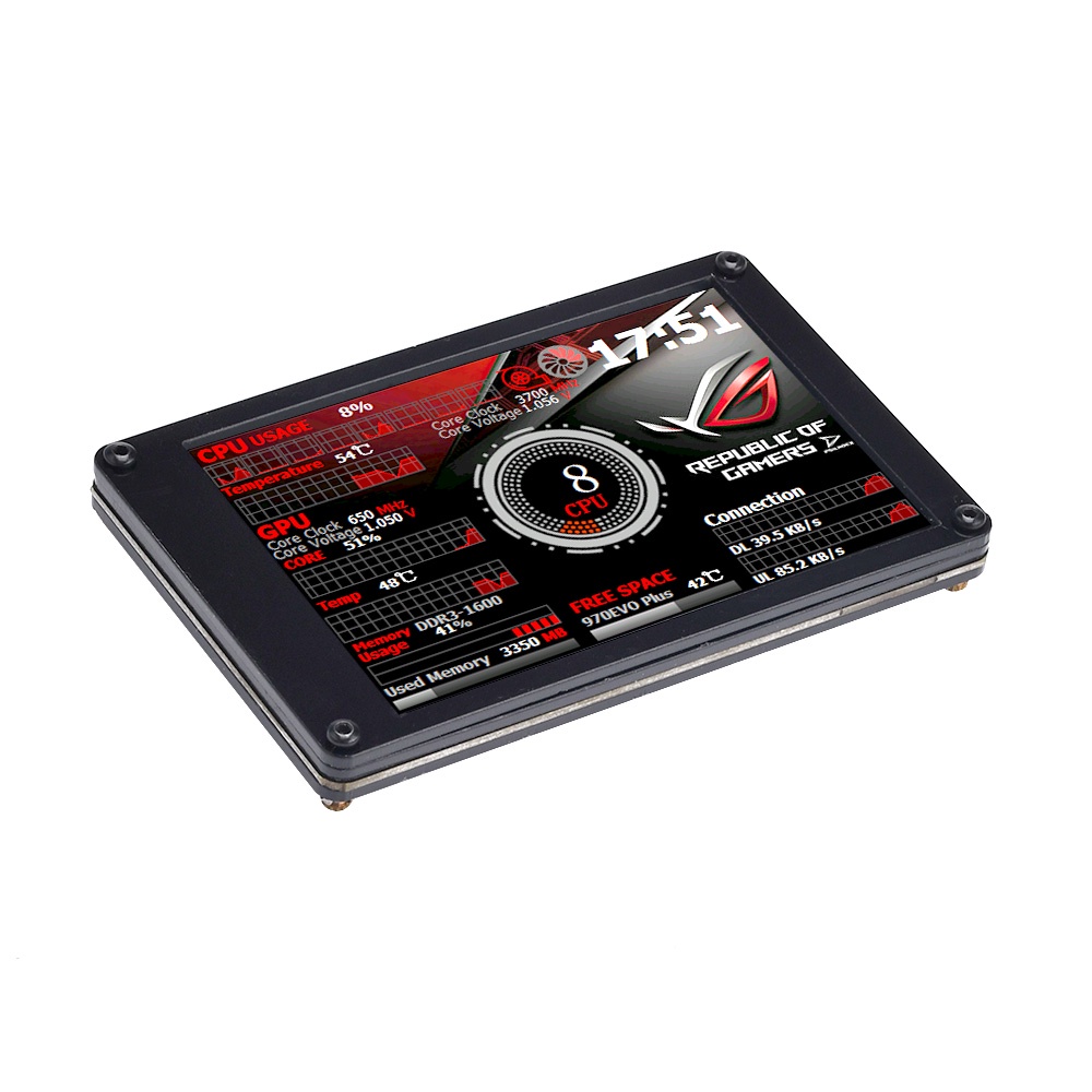 RIRIHI Cáp Dữ Liệu USB Mini 3.5 Inch IPS AIDA64 PC RAM HDD Màn Hình Hiển Thị Nhiệt Độ Cho Máy Tính