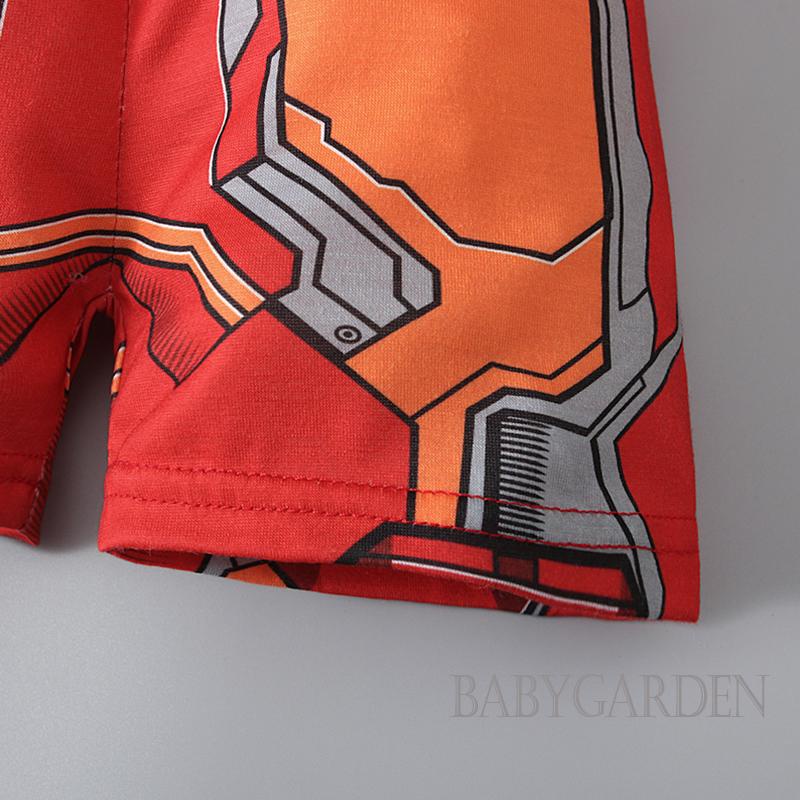 Bộ Đồ Ngủ 2 Mảnh Gồm Áo Thun Tay Cộc + Quần Ngắn Co Giãn In Họa Tiết Hoạt Hình Thời Trang Mùa Hè Cho Bé Trai