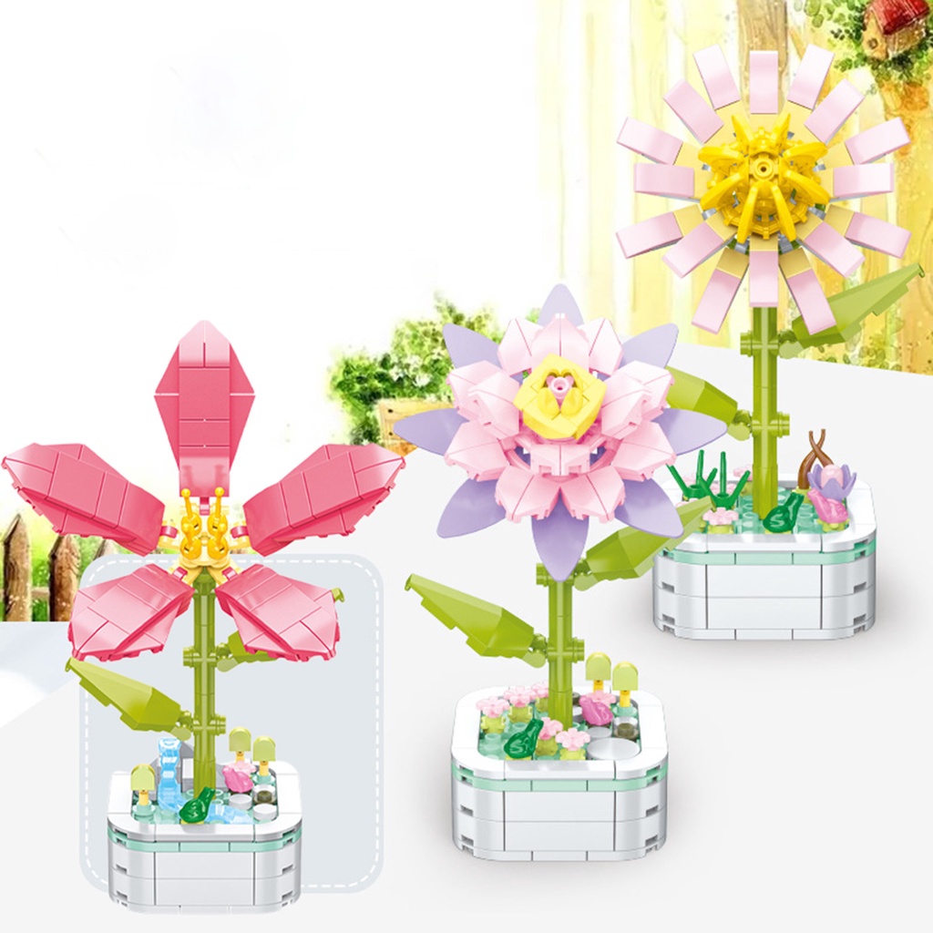 1 Bộ Đồ Chơi Lắp Ráp Hình Bông Hoa Bằng ABS Dễ Điều Chỉnh DIY