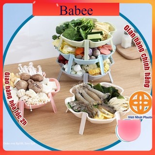 Bộ 3 khay xếp tầng đựng đồ ăn lẩu Việt Nhật, Đĩa mứt khay hoa quả 3 chân có thể xếp tầng Khay đựng bánh kẹo 01472