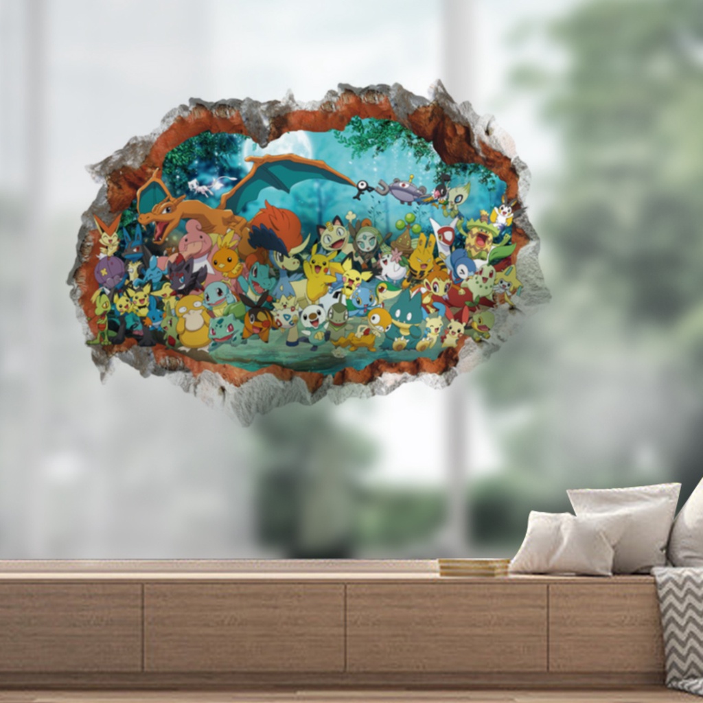 Miếng Dán Tường Bằng PVC Họa Tiết Hoạt Hình 3D Cỡ Lớn Chống Thấm Nước Có Thể Tháo Rời Trang Trí Nhà Cửa