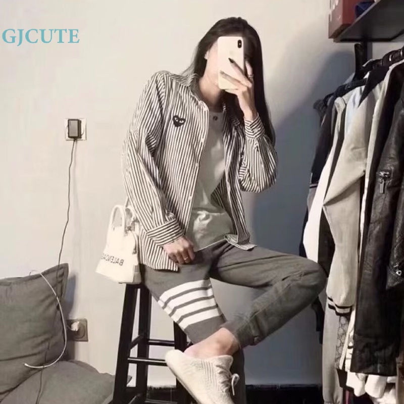 Áo Sơ Mi Mỏng Dáng Rộng Tay Dài Cài Nút Họa Tiết Kẻ Sọc Thời Trang Xuân Hè Cho Nữ