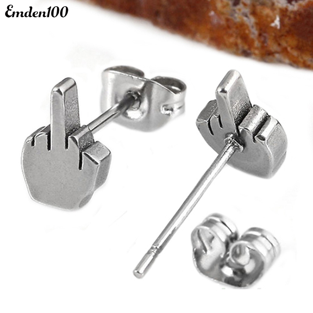 Bông Tai Đinh Tán Bằng Thép Không Gỉ Chống Dị Ứng Họa Tiết Ngón Tay Cho Cuộc Sống Hàng Ngày