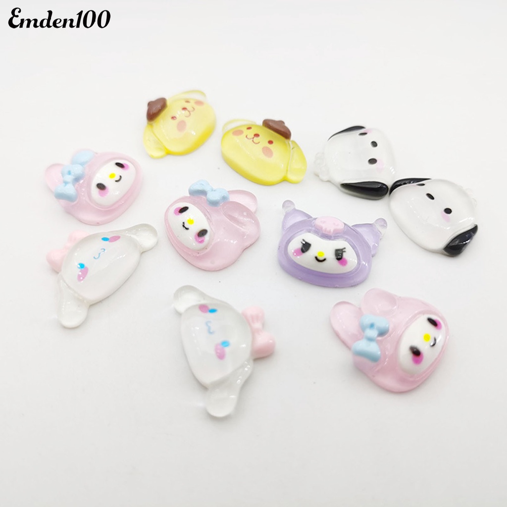 Bộ 10 Phụ Kiện Trang Trí Móng Tay 3D Hình Nhân Vật Hoạt Hình Đáng Yêu