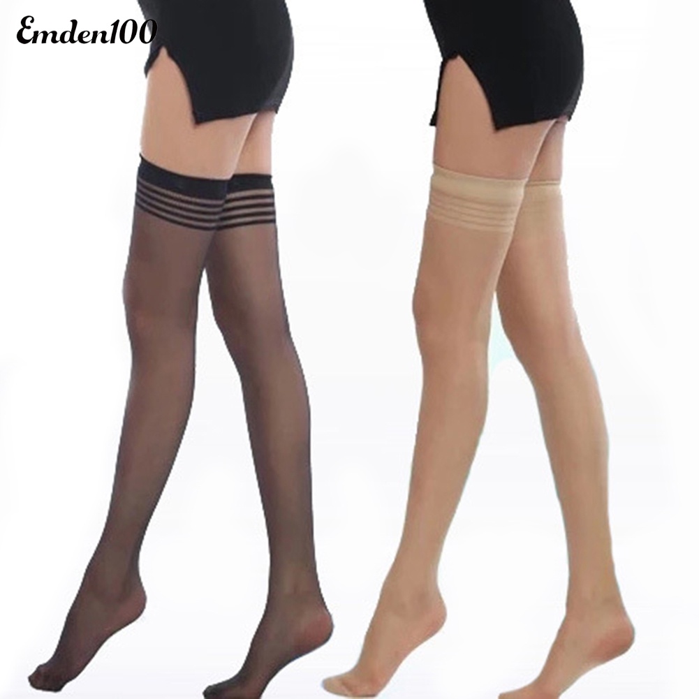 [EMDEN] Vớ Cao Ngang Đùi Kẻ Sọc Siêu Mỏng Mịn Gợi Cảm Đi Hộp Đêm Cho Nữ