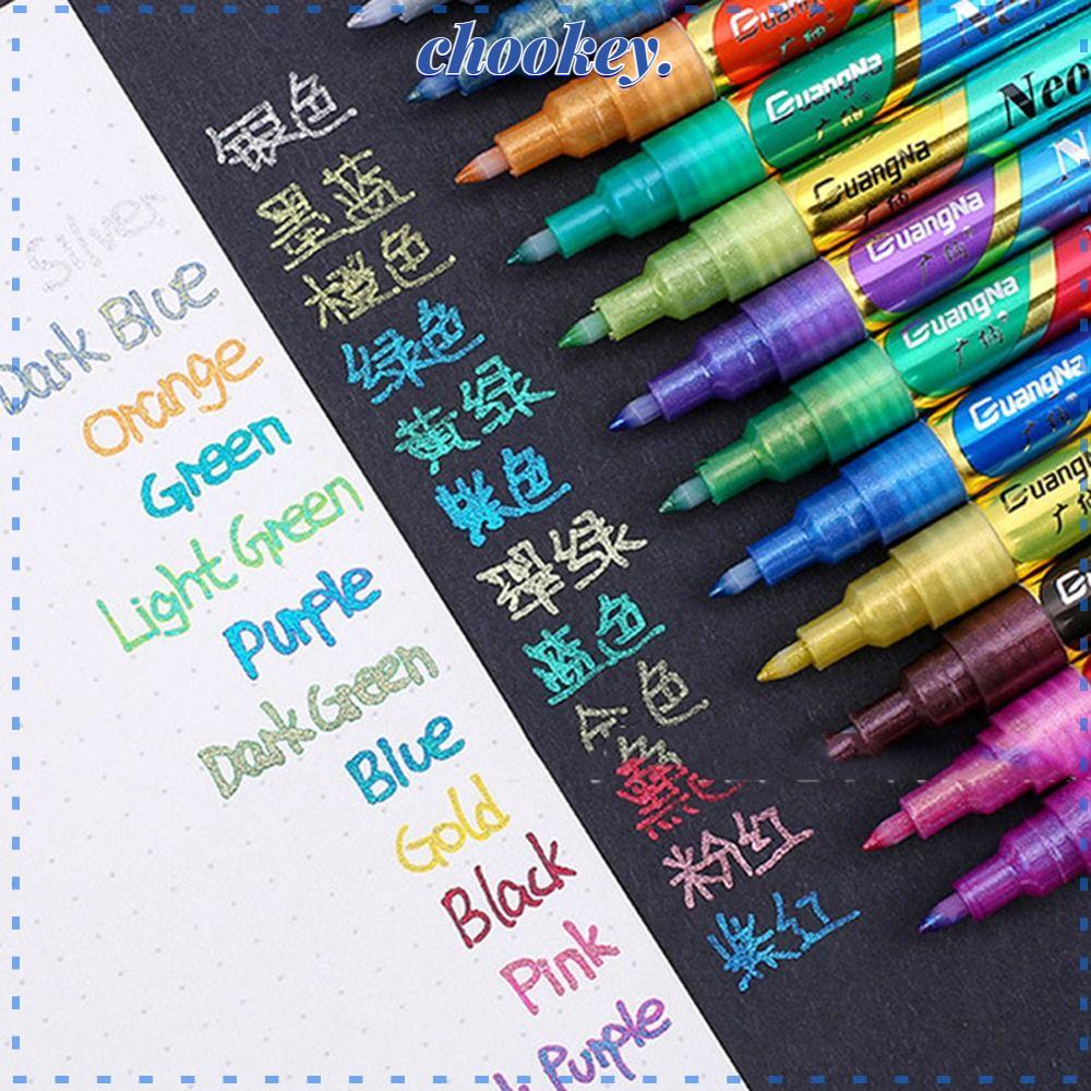 CHOOKEY Set 12 Bút Vẽ Graffiti Hai Đầu Màu Sắc Lấp Lánh