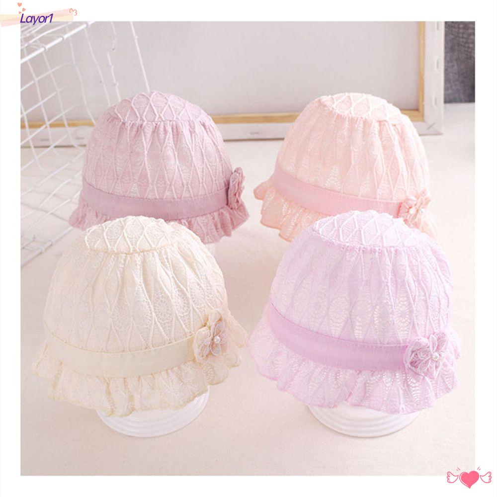 LAYOR1 Mũ Che Nắng Phối Ren Dễ Thương Cho Bé