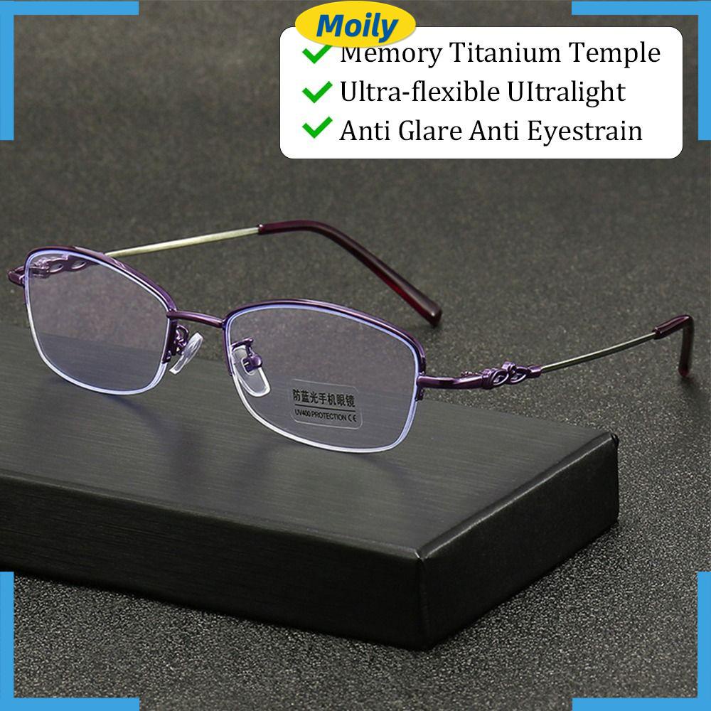 MOILYVN Kính Đọc Sách Nửa Gọng Chống Ánh Sáng Xanh Phong Cách Vintage