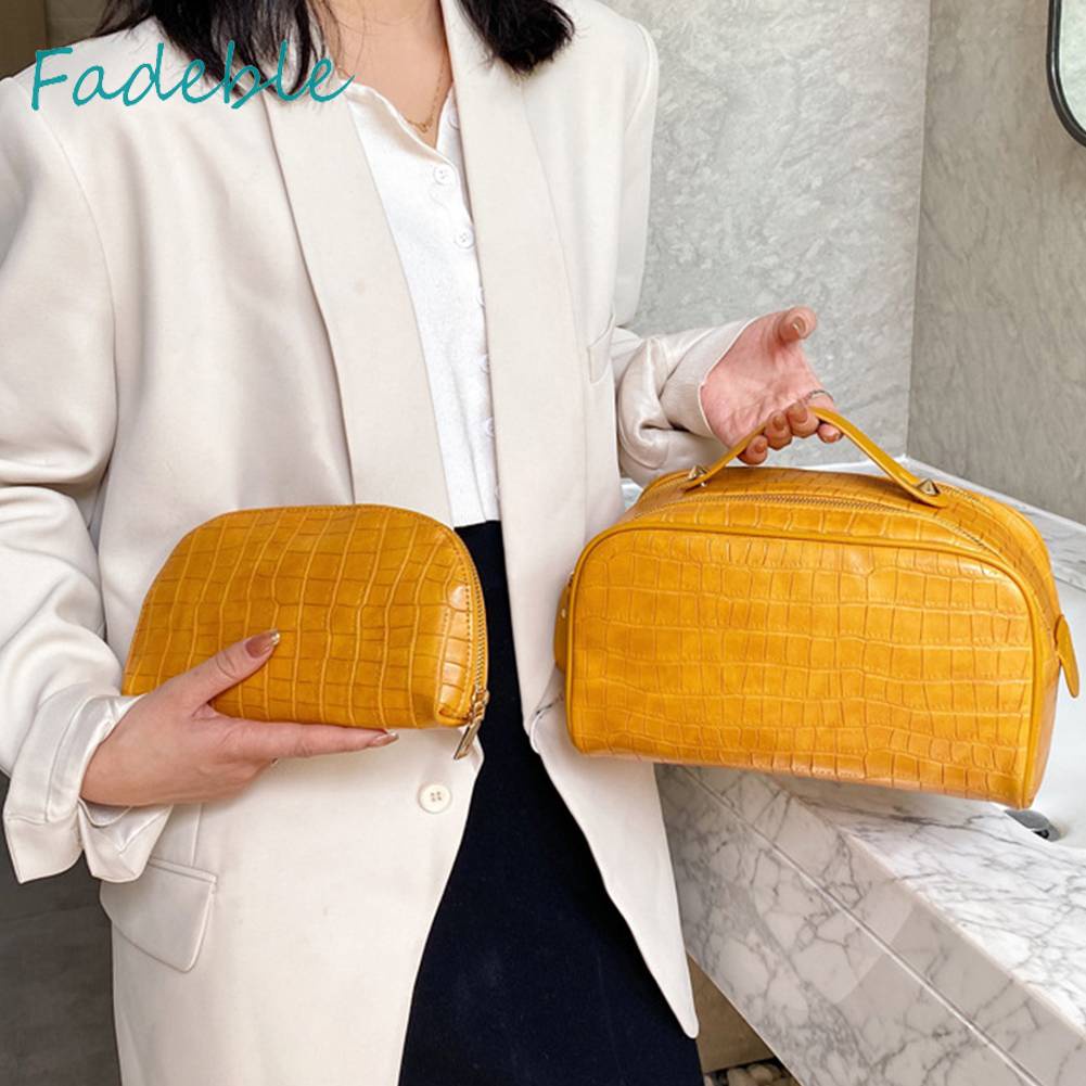 Set 2 Túi Đựng Mỹ Phẩm Bằng PU Sức Chứa Lớn Tiện Dụng Cho Nữ