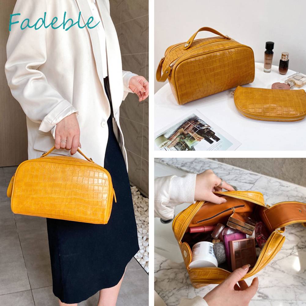 Set 2 Túi Đựng Mỹ Phẩm Bằng PU Sức Chứa Lớn Tiện Dụng Cho Nữ