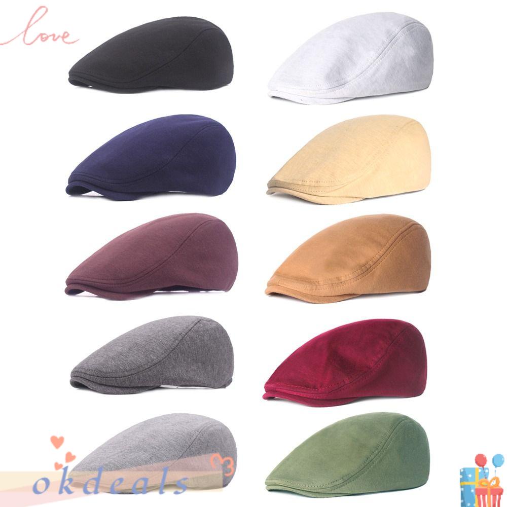 OKDEALS Mũ Beret Vải Len Màu Sắc Đơn Giản Phong Cách Retro Cho Nam