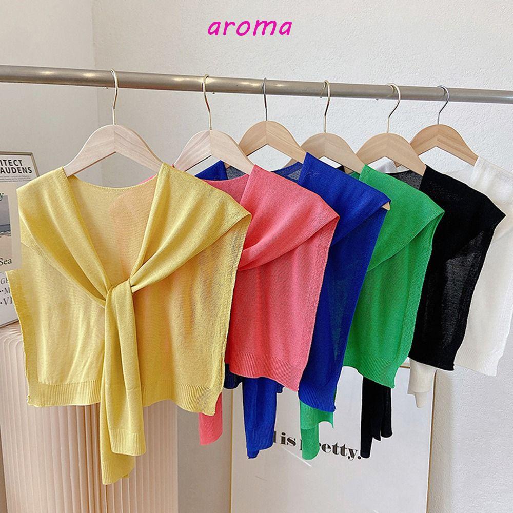 AROMA Khăn Choàng Cổ Dệt Kim Màu Trơn Phong Cách Hàn Quốc Thời Trang Cho Nữ