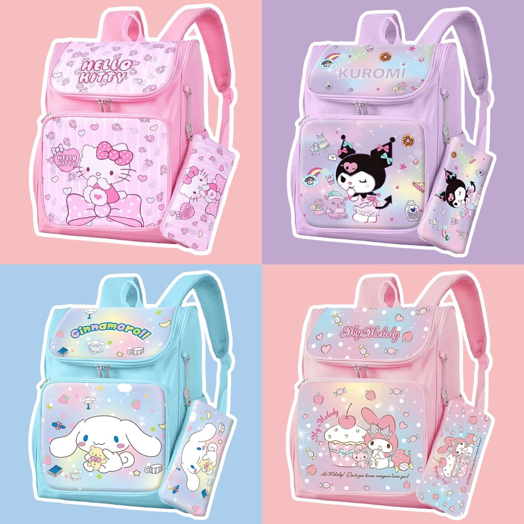 Balo Vải canvas Cỡ Lớn In Họa Tiết Hoạt Hình Sanrio Dễ Thương Cho Bé Gái