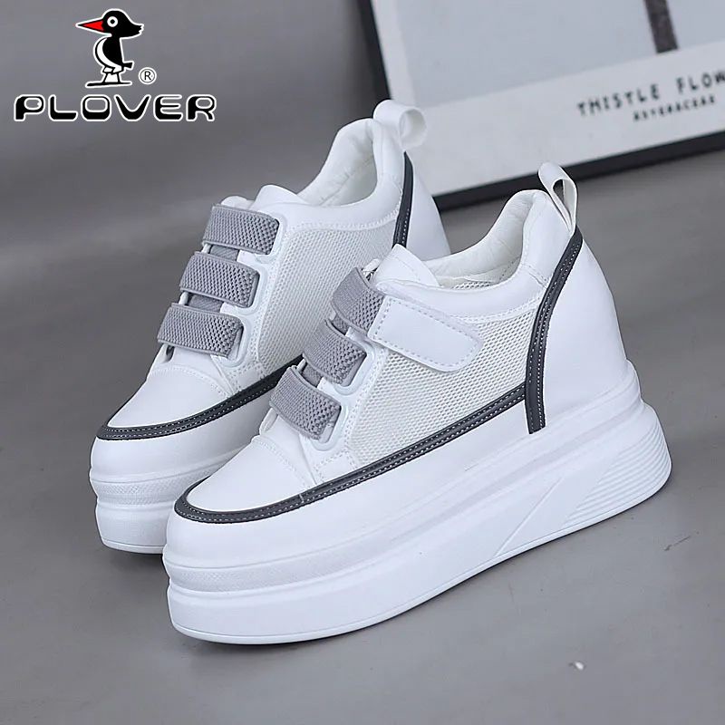 Giày Thể Thao Đế Dày 8cm Tăng Chiều Cao Phối Lưới Khóa Dán Thời Trang Cho Nữ