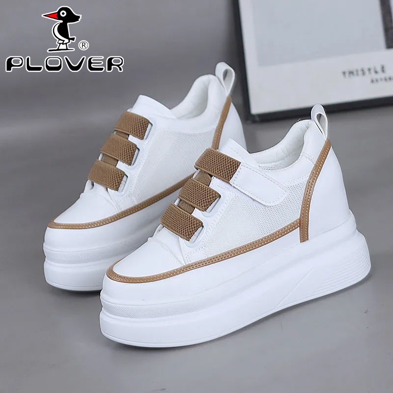 Giày Thể Thao Đế Dày 8cm Tăng Chiều Cao Phối Lưới Khóa Dán Thời Trang Cho Nữ