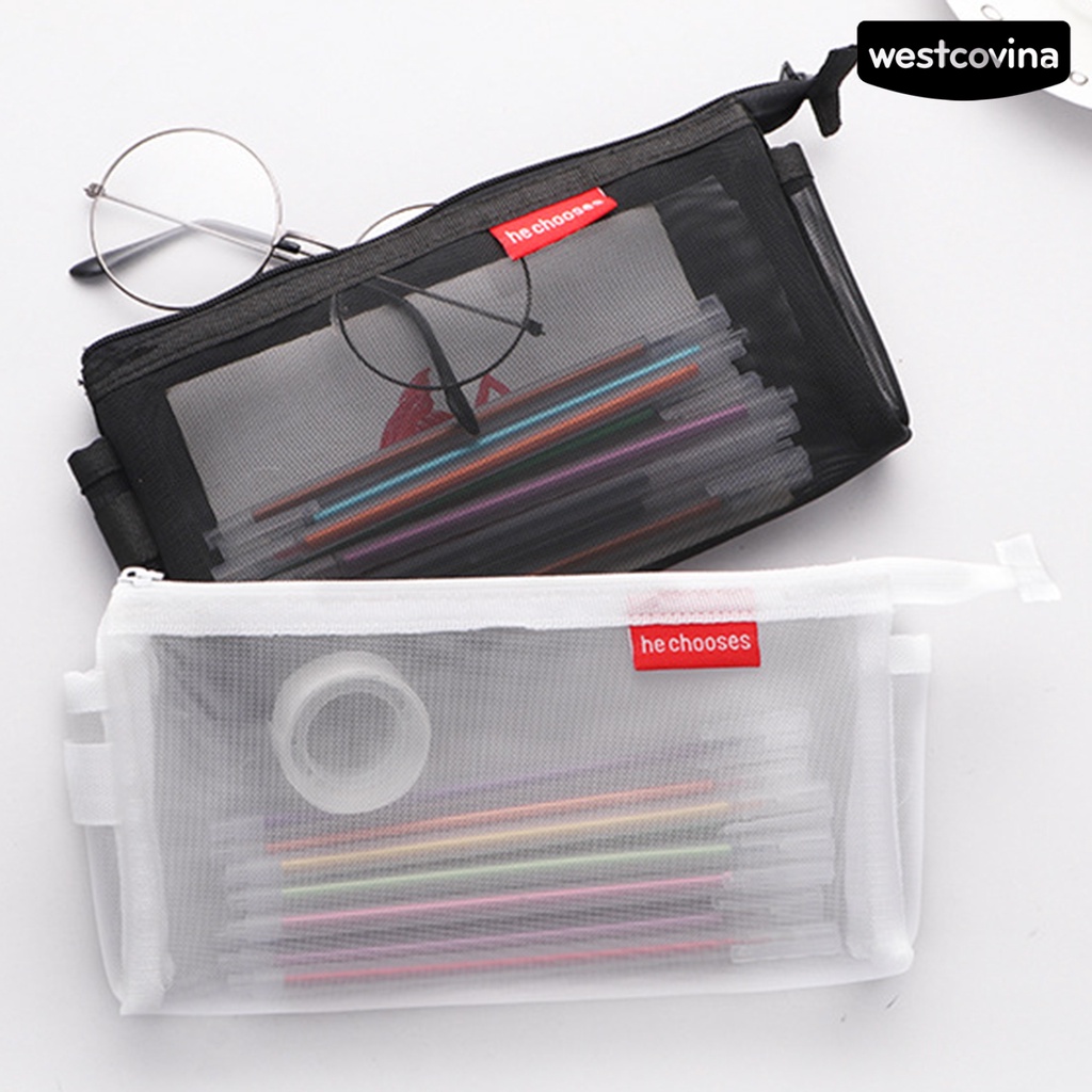 [WSTN]✎Túi Đựng Bút Bằng Lưới Trong Suốt Chống Bụi Sức Chứa Lớn