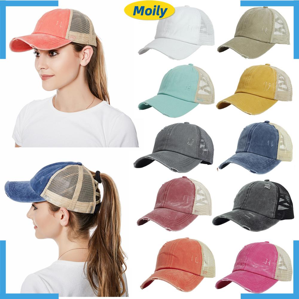 MOILYVN Mũ Lưỡi Trai Cotton Màu Trơn Xinh Xắn Cho Nữ