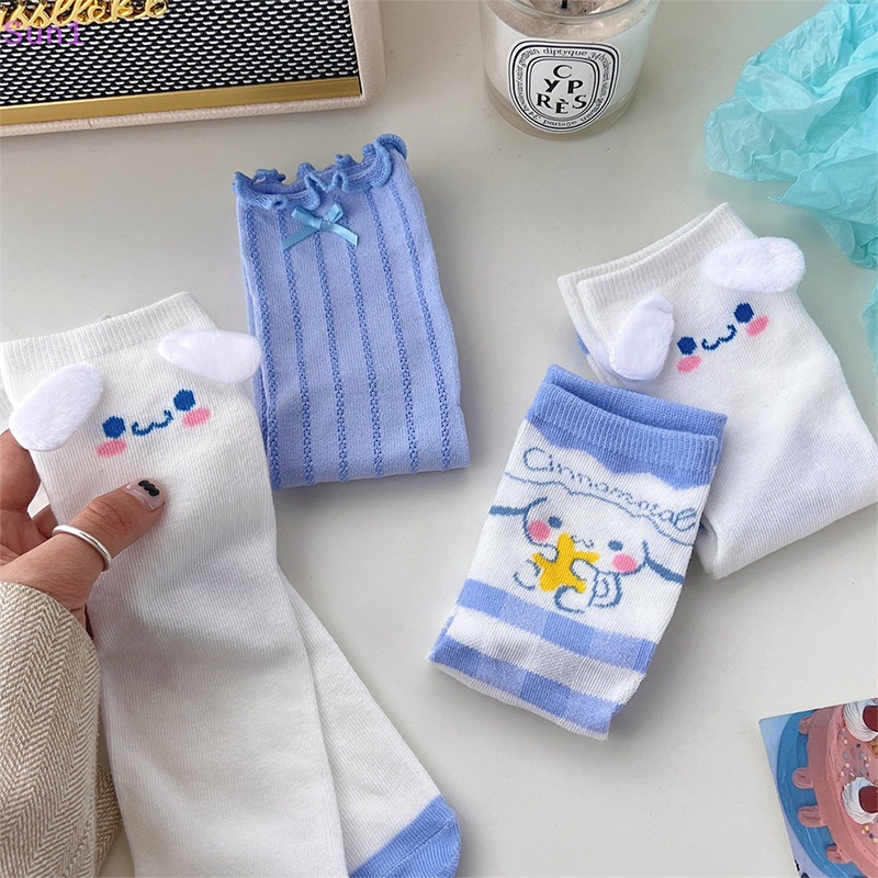 Sun1 > Vớ Cotton Cổ Vừa Thoáng Khí Họa Tiết Hoạt Hình Cinnamoroll Nhật Bản Đáng Yêu Dành Cho Bé Gái