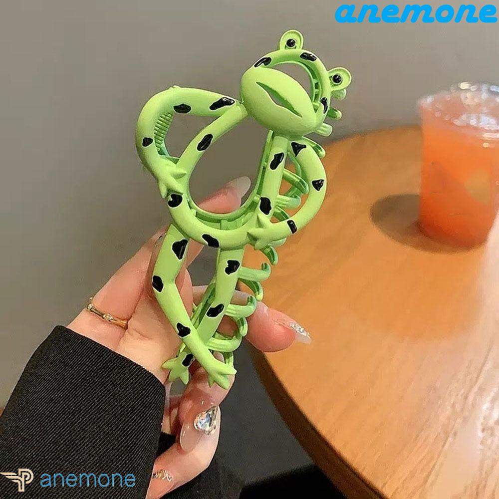ANEMONE Kẹp Tóc Móng Vuốt Ếch Bằng Hợp Kim Màu Xanh Lá Phong Cách Hàn Quốc Dễ Thương Cho Bé Gái