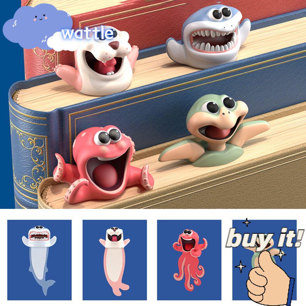 WATTLE Thẻ Đánh Dấu Sách Bằng Nhựa PVC Thiết Kế Sáng Tạo Vui Nhộn