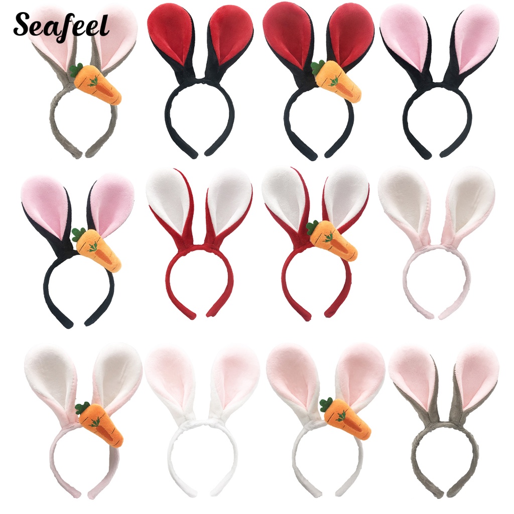 Sf_ Băng Đô Cài Tóc Co Giãn Hình Tai Thỏ Hoạt Hình Dễ Thương Làm Đạo Cụ Lễ Hội