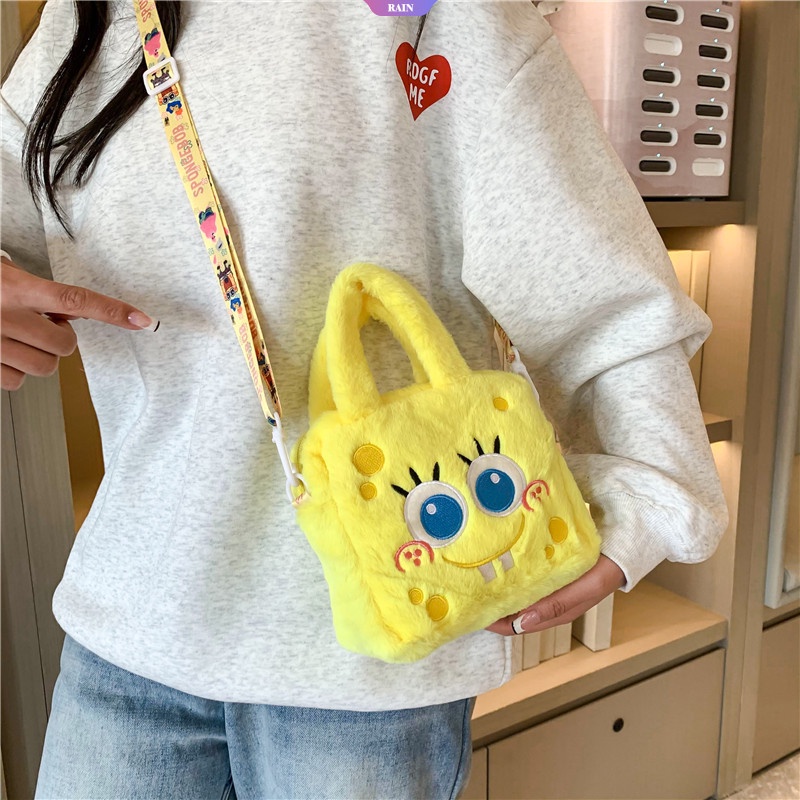 Túi Đeo Chéo Vai Mềm Nhỏ Hình Vuông Họa Tiết Hoạt Hình Sanrio Cinnamoroll My Melody Kuromi Hello Kitty SpongeBob Pom Pom Purin Đáng Yêu [RAIN]
