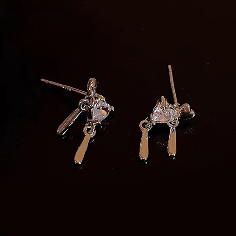 1 Đôi Bông Tai Bạc Hình Trái Tim Đính Đá Thời Trang Hàn Quốc Dành Cho Nữ