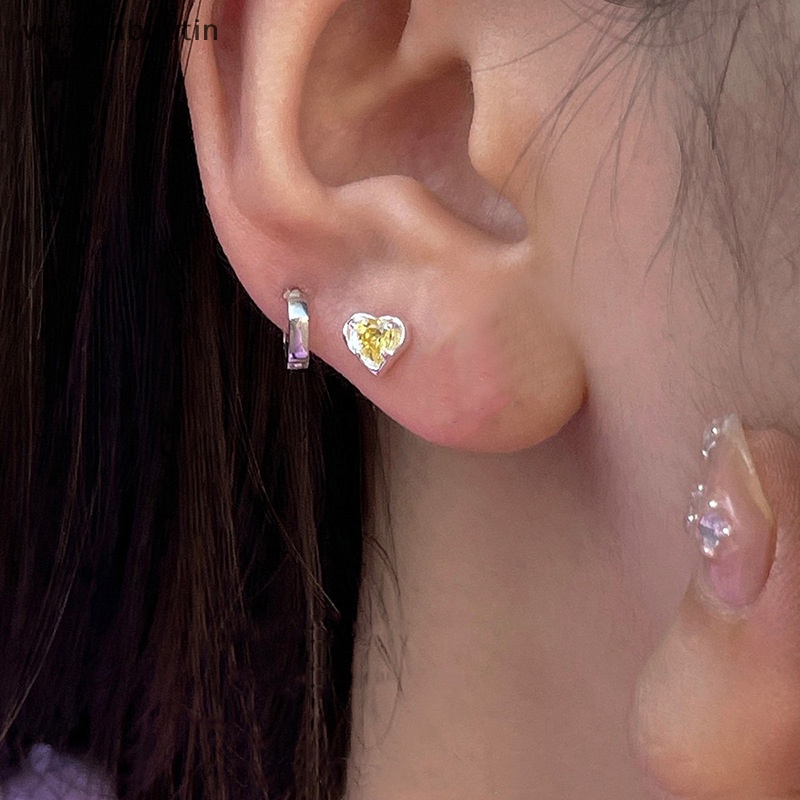 1 Đôi Bông Tai Hình Trái Tim Đính Đá Zircon Nhiều Màu Sắc Thời Trang Dành Cho Nữ