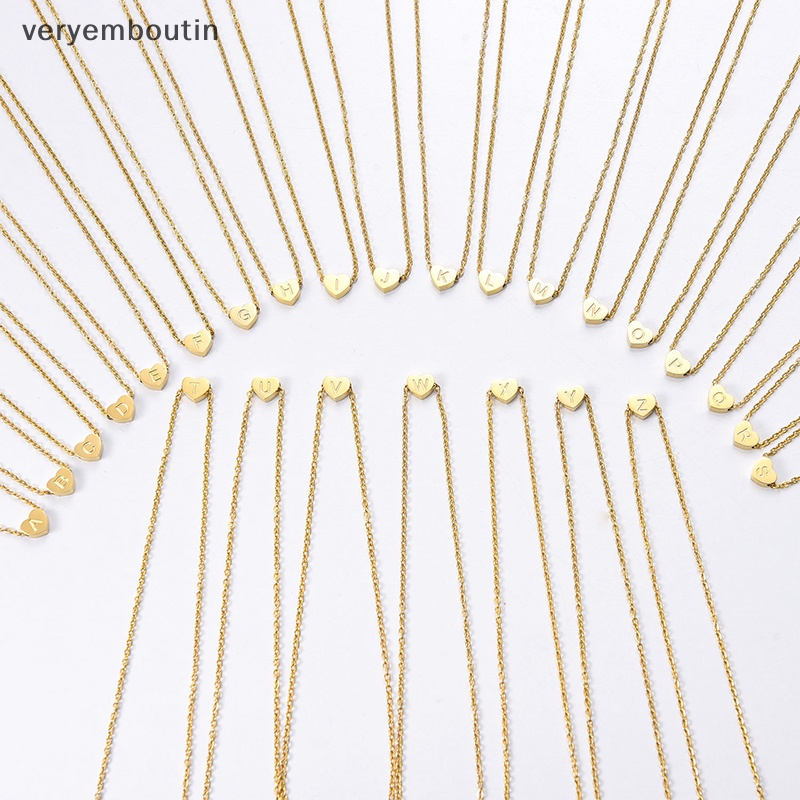 Vòng cổ Choker Mặt Hình Trái Tim Mini Chữ Cái Từ A-Z Đơn Giản Thời Trang Cho Nữ