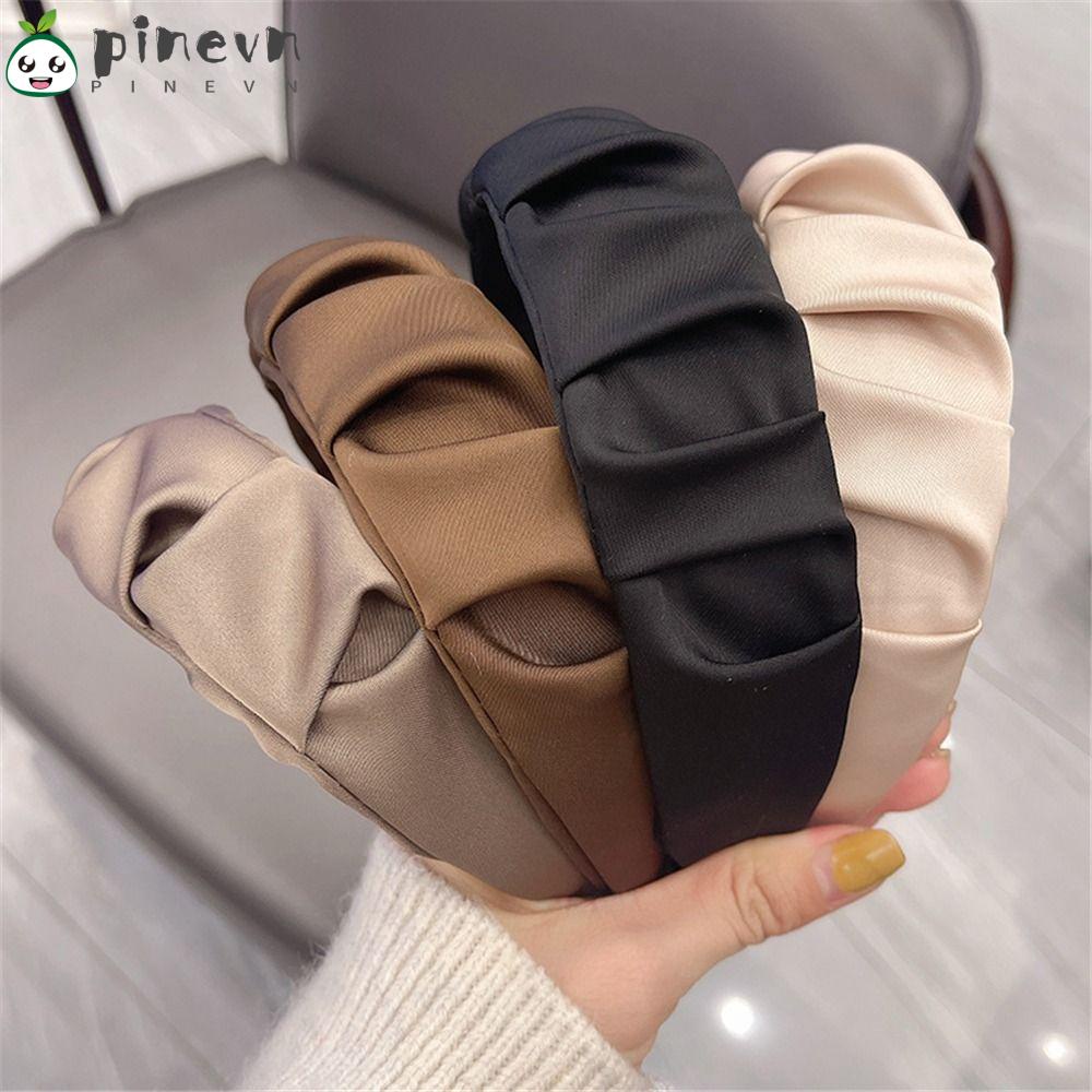 PINEVN Băng Đô Cài Tóc Bản Rộng Họa Tiết Hoa Màu Trơn Thời Trang