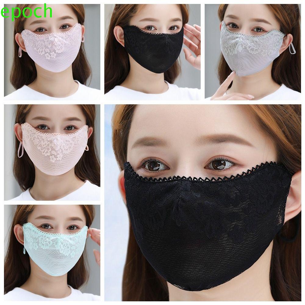 EPOCH Khẩu Trang Ren Mỏng Thoáng Khí Chống Tia UV Màu Sắc Đơn Giản