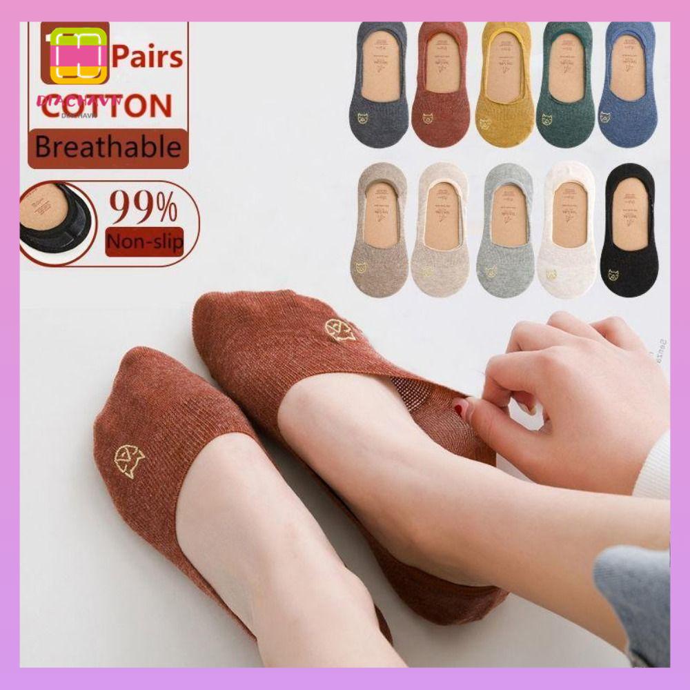 DIACHAVN Đôi Vớ Cotton Thêu Họa Tiết Thời Trang Dành Cho Nữ
