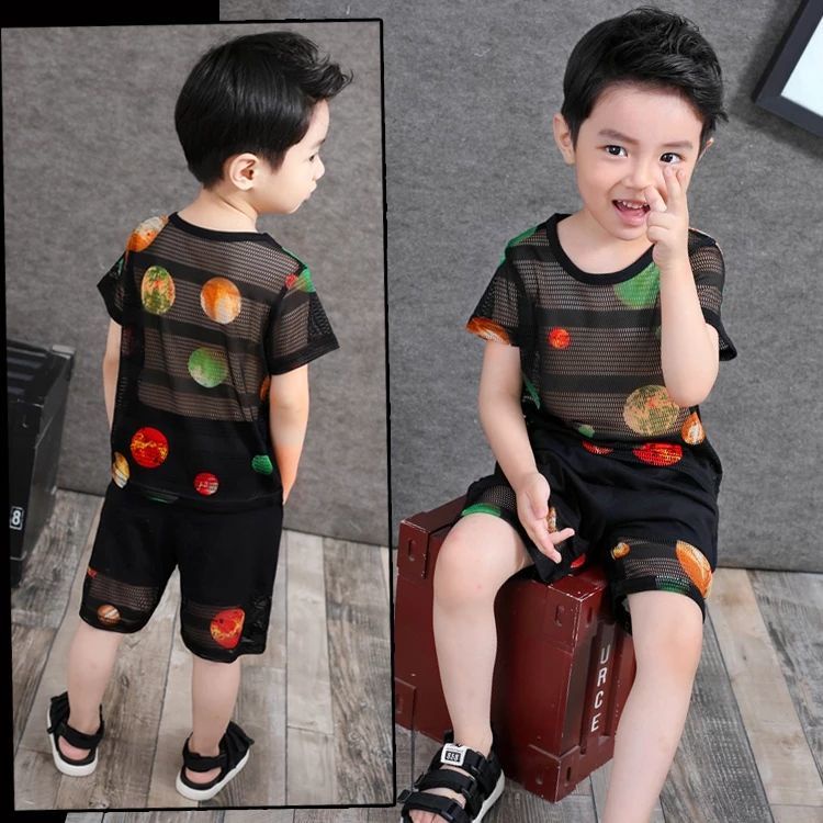 Set Đồ Mùa Hè 2 Món Gồm Áo Thun Lưới Lụa Lạnh Và Quần Ngắn Phong Cách Mới 2023 Cho Bé Trai