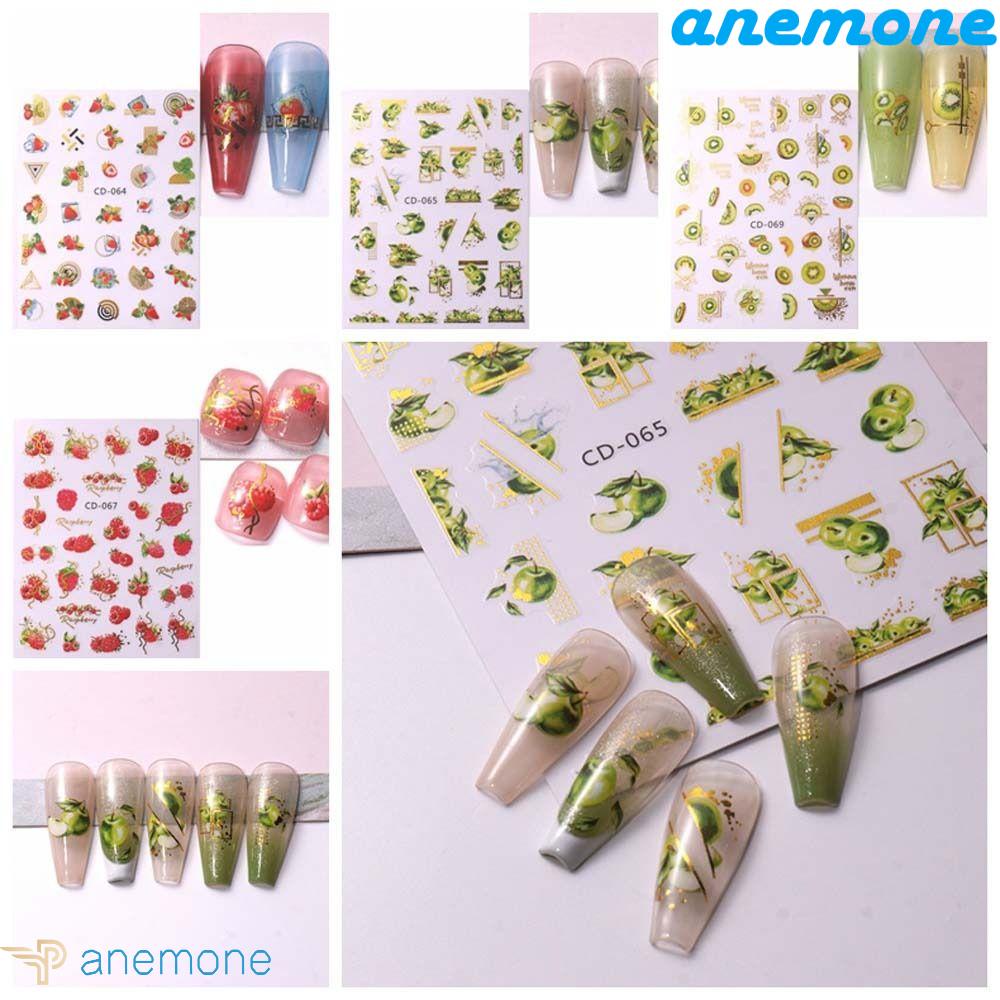 ANEMONE Miếng Dán Trang Trí Móng Tay Họa Tiết Trái Cây Nhiều Màu DIY