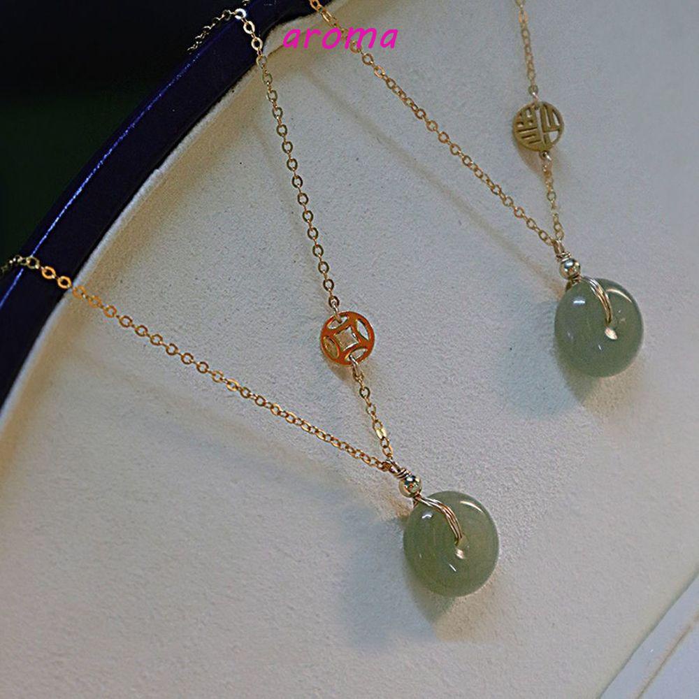 AROMA Vòng cổ Choker Mặt Tròn Phong Cách Trung Quốc Cá Tính Dành Cho Nữ