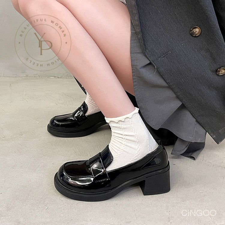 Giày Búp Bê Da PU Gót Thấp Mũi Tròn 3-5cm Thời Trang Cho Nữ