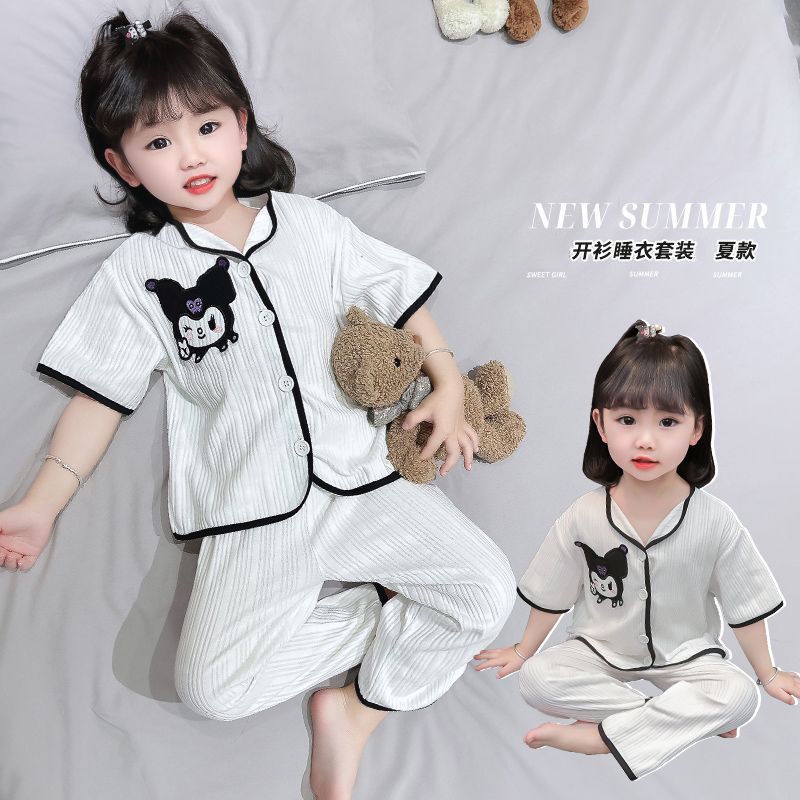 Hàng Có Sẵn Bộ Đồ Ngủ Tay Ngắn Phong Cách kuromi Hoạt Hình Dễ Thương Dành Cho Bé Gái