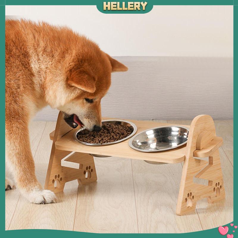 Bát Đựng Thức Ăn Cho Thú Cưng Bằng Thép Không Gỉ Kèm 2 Bát Và Giá Đỡ Tiện Dụng