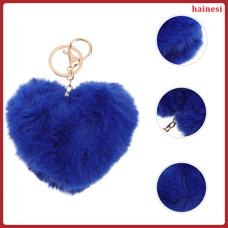 Móc Khóa Hình Trái Tim Bằng Lông Xù Trang Trí Ví / Xe Hơi