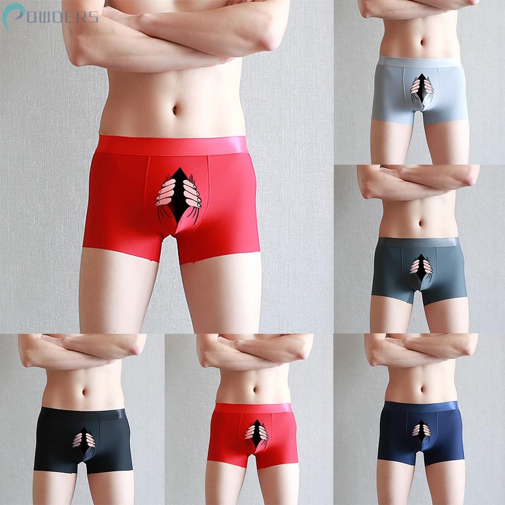 Quần Lót Boxer Vải Lụa Lạnh Mềm Mại Thoải Mái In Họa Tiết Hoạt Hình Vui Nhộn Dễ Thương Cho