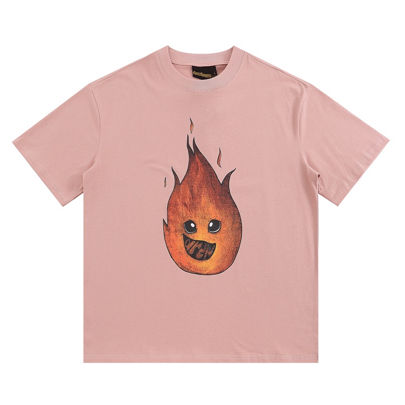 Áo Thun Ngắn Tay In Hình Mặt Cười Ngọn Lửa Thời Trang Chất Lượng Cao D33