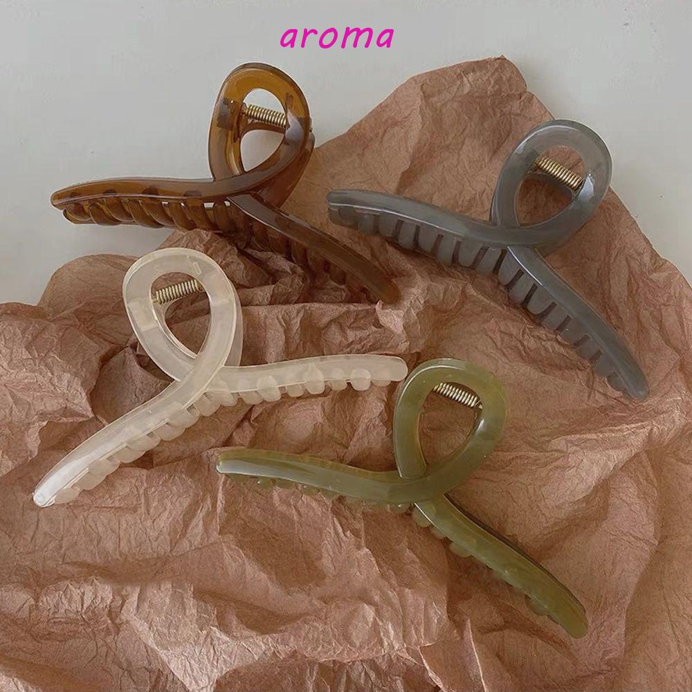 AROMA Kẹp Tóc Đuôi Ngựa Bằng Nhựa Màu Kẹo Ngọt Thời Thượng Cho Nữ Giá Đỡ