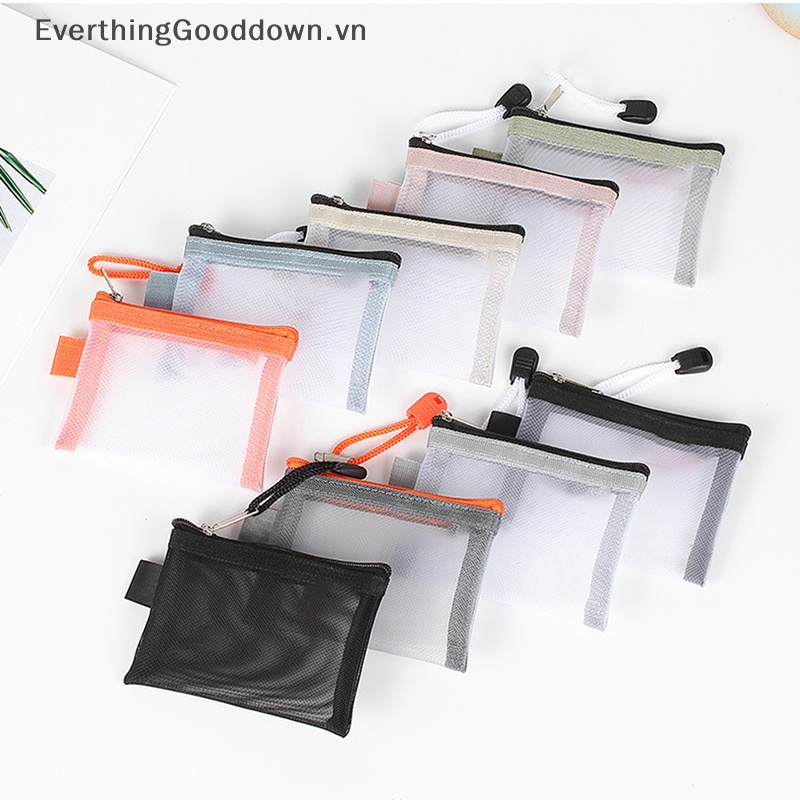 Everthinggooddown Túi Lưới Nylon Mini Trong Suốt Đựng Thẻ Tín Dụng / Tai Nghe / Dây Cáp Dữ Liệu / Chìa Khóa